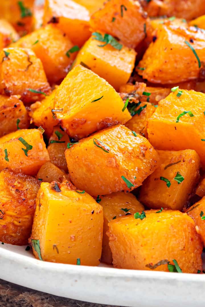 Roasted Butternut Squash (Sweet and Savory ) - Cubes N Juliennes