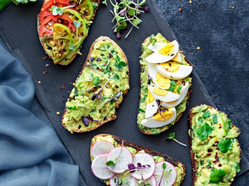 Avocado and Feta Smash on Rye with Poached Eggs and Balsamic Glaze Recipe