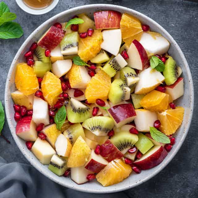 Winter Fruit Salad Recipe with Maple Lime Dressing - Cubes n Juliennes